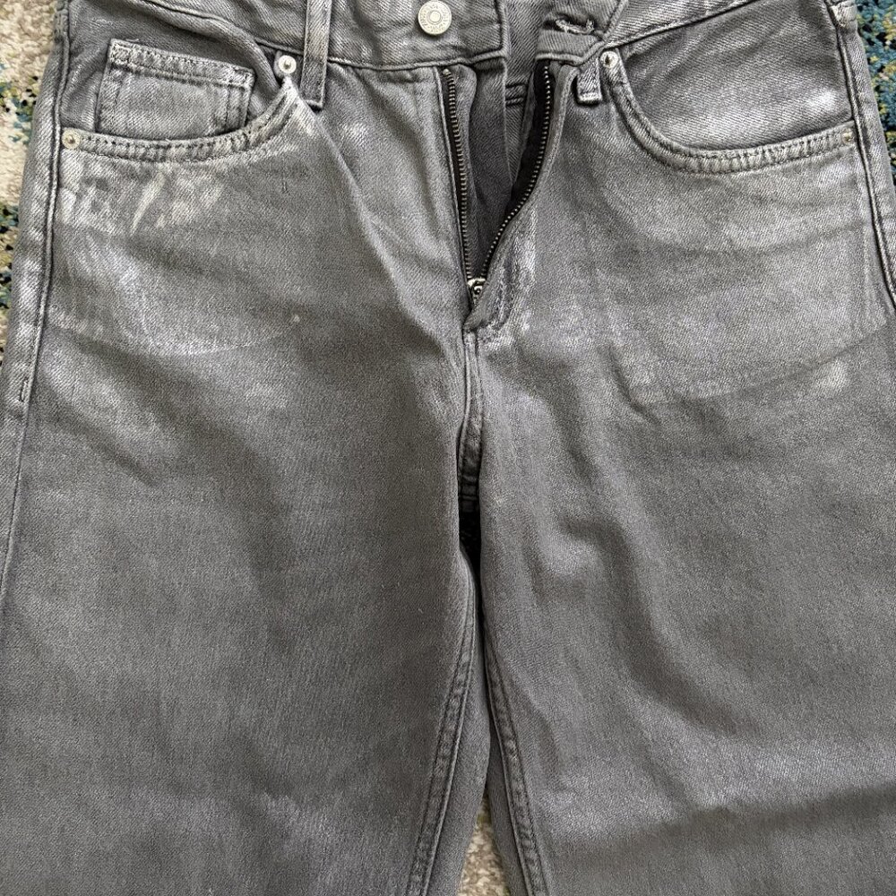 ZARA Metallic High-Waisted Straight Leg Jeans - FREE SHIPPING! - Picture 2 of 5